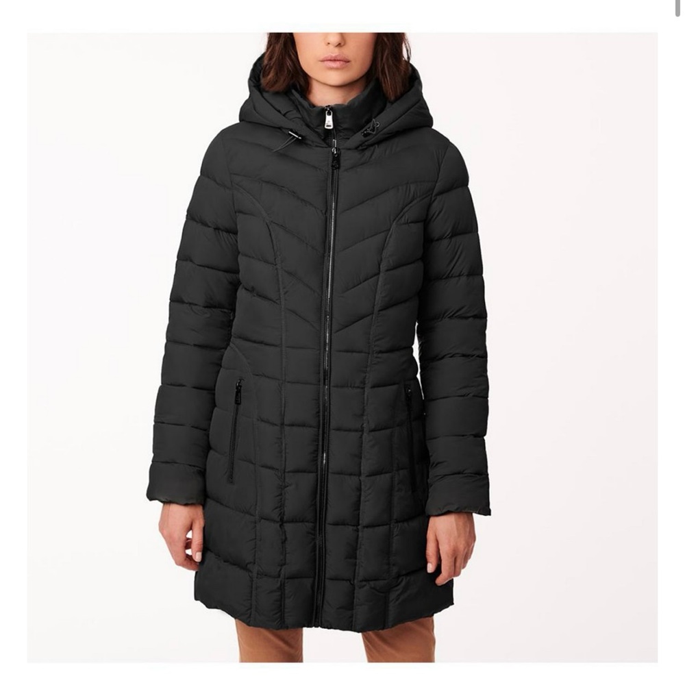 Quilted walker with princess seam detail and hood